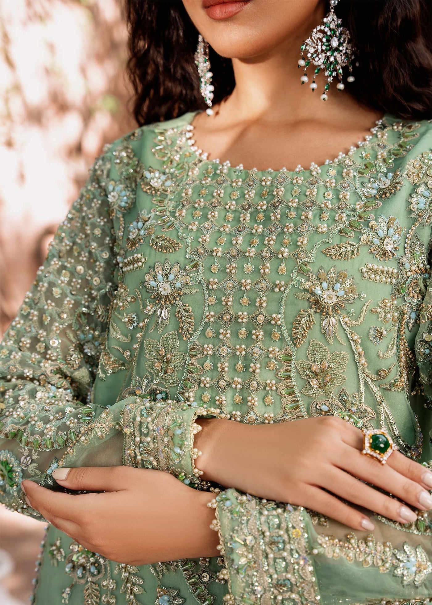 Mehrbahar Hand Embellished Luxury Organza 3-Piece Suit
