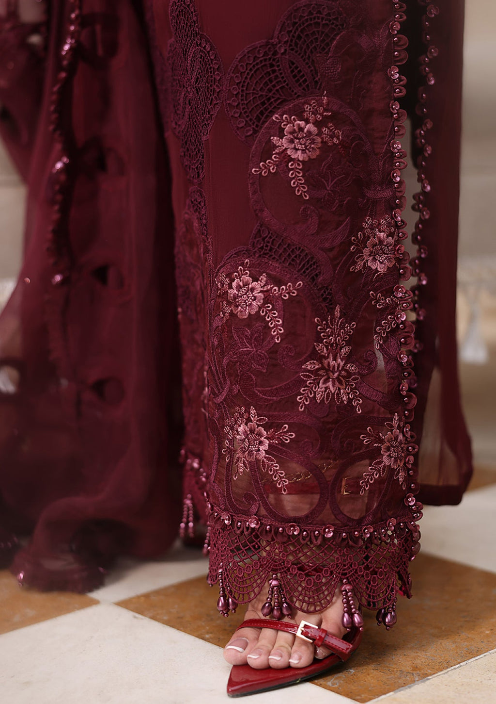 Zarmeen Hand Embellished Luxury Chiffon 3-Piece Suit