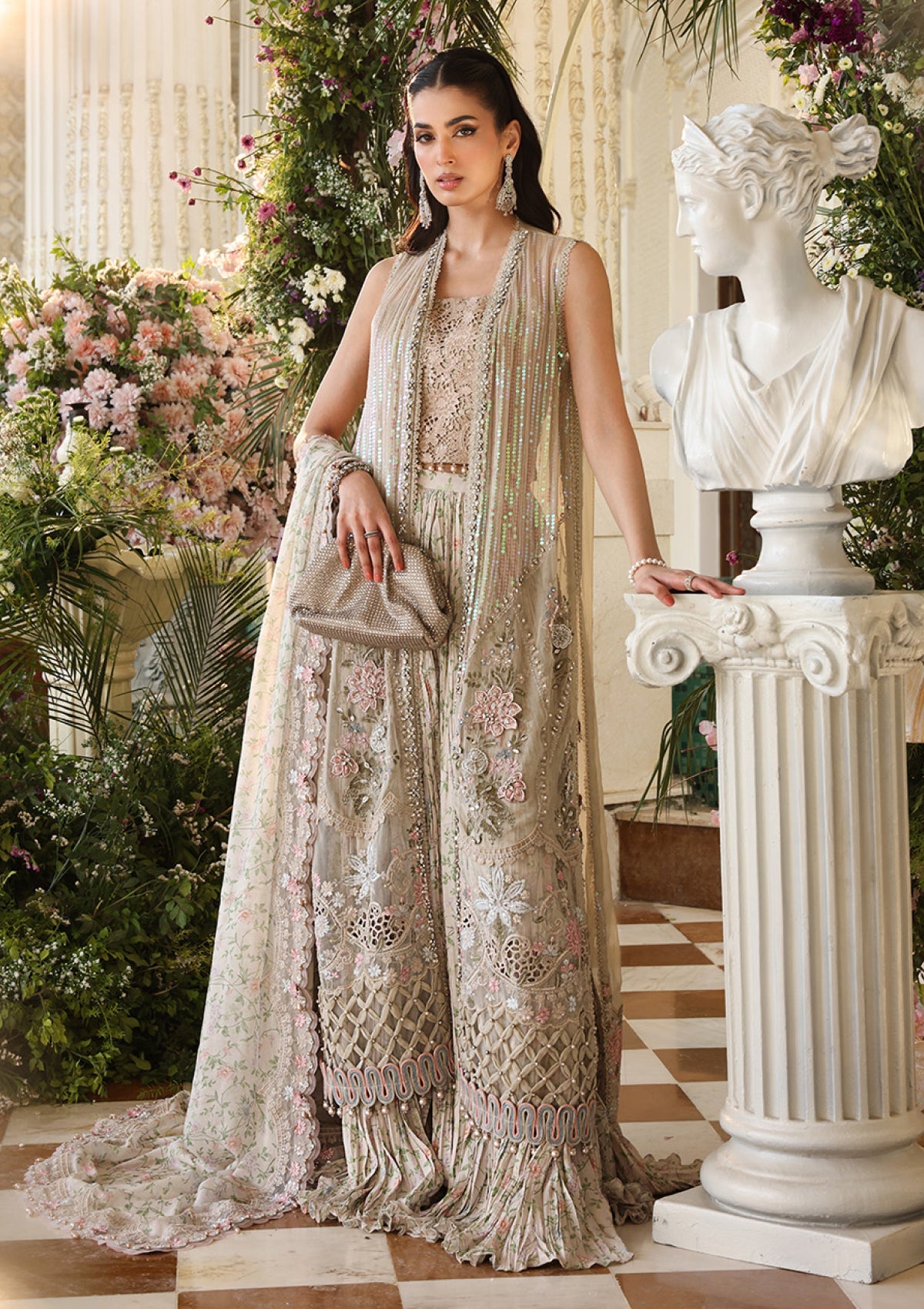 Noorea Hand Embellished Luxury Chiffon 3-Piece Suit