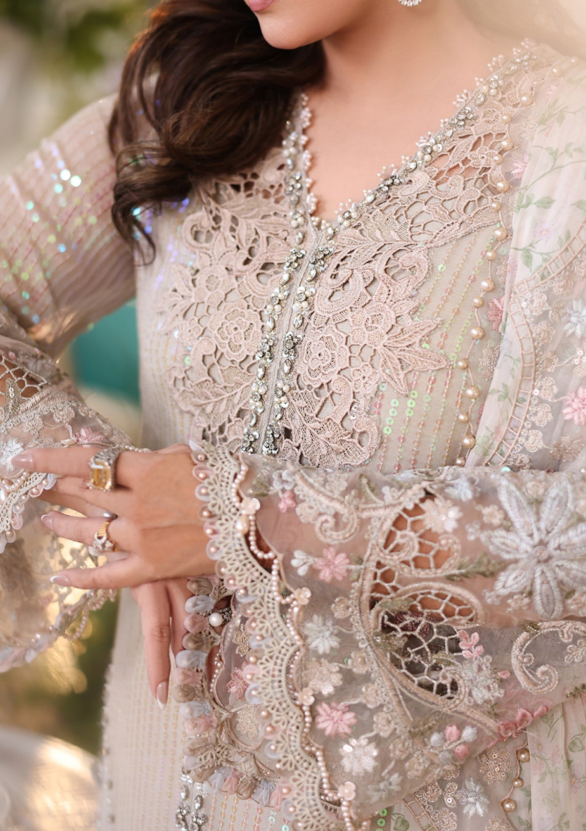 Noorea Hand Embellished Luxury Chiffon 3-Piece Suit