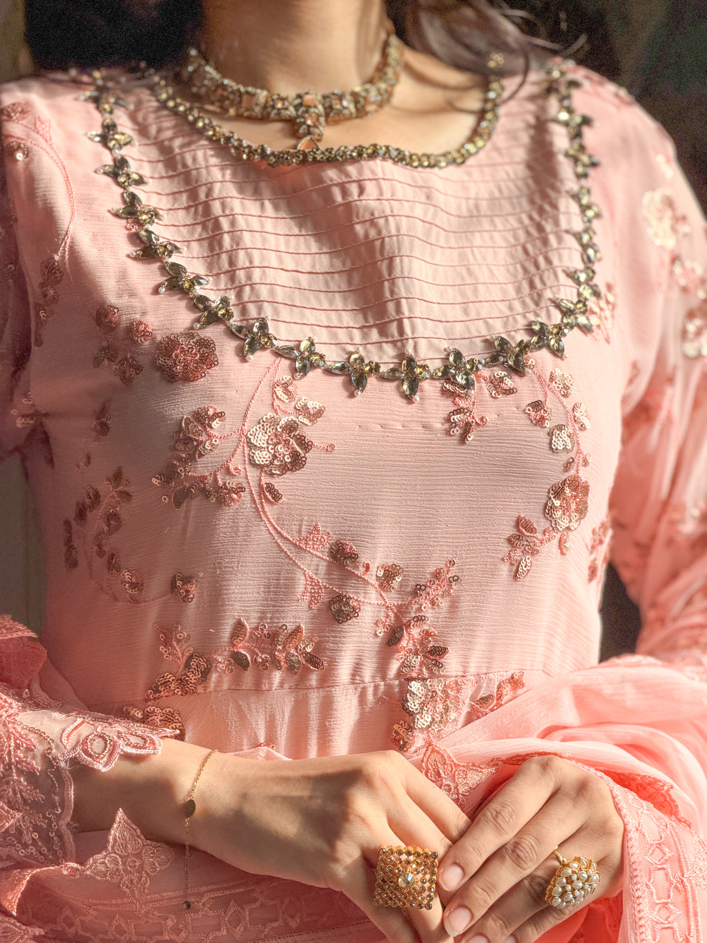 Abeer Peach Chiffon Maxi