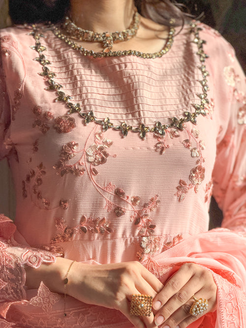 Abeer Peach Chiffon Maxi