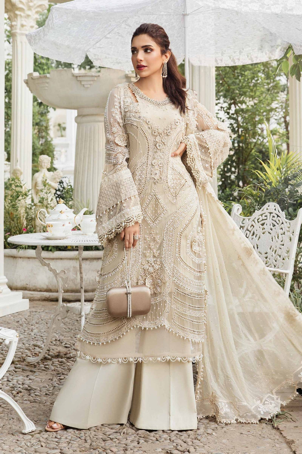 Meherunisa Embroidered Luxury Chiffon 3-Piece Suit