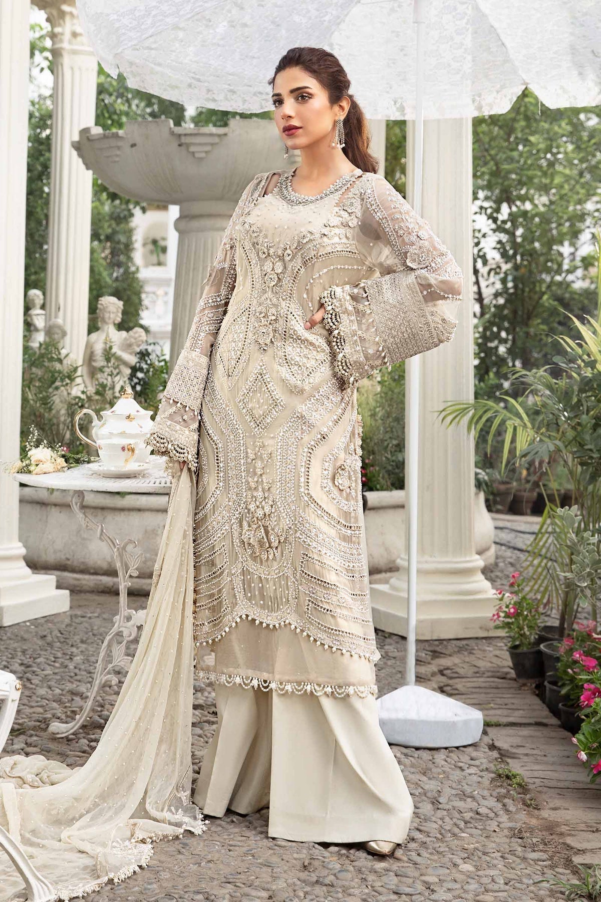 Meherunisa Embroidered Luxury Chiffon 3-Piece Suit