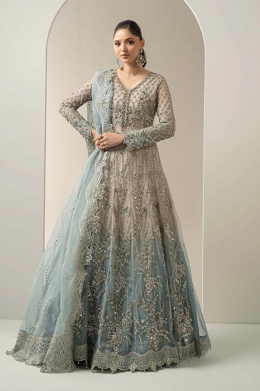 Noor-e-Zar Embroidered Net 3-Piece Suit