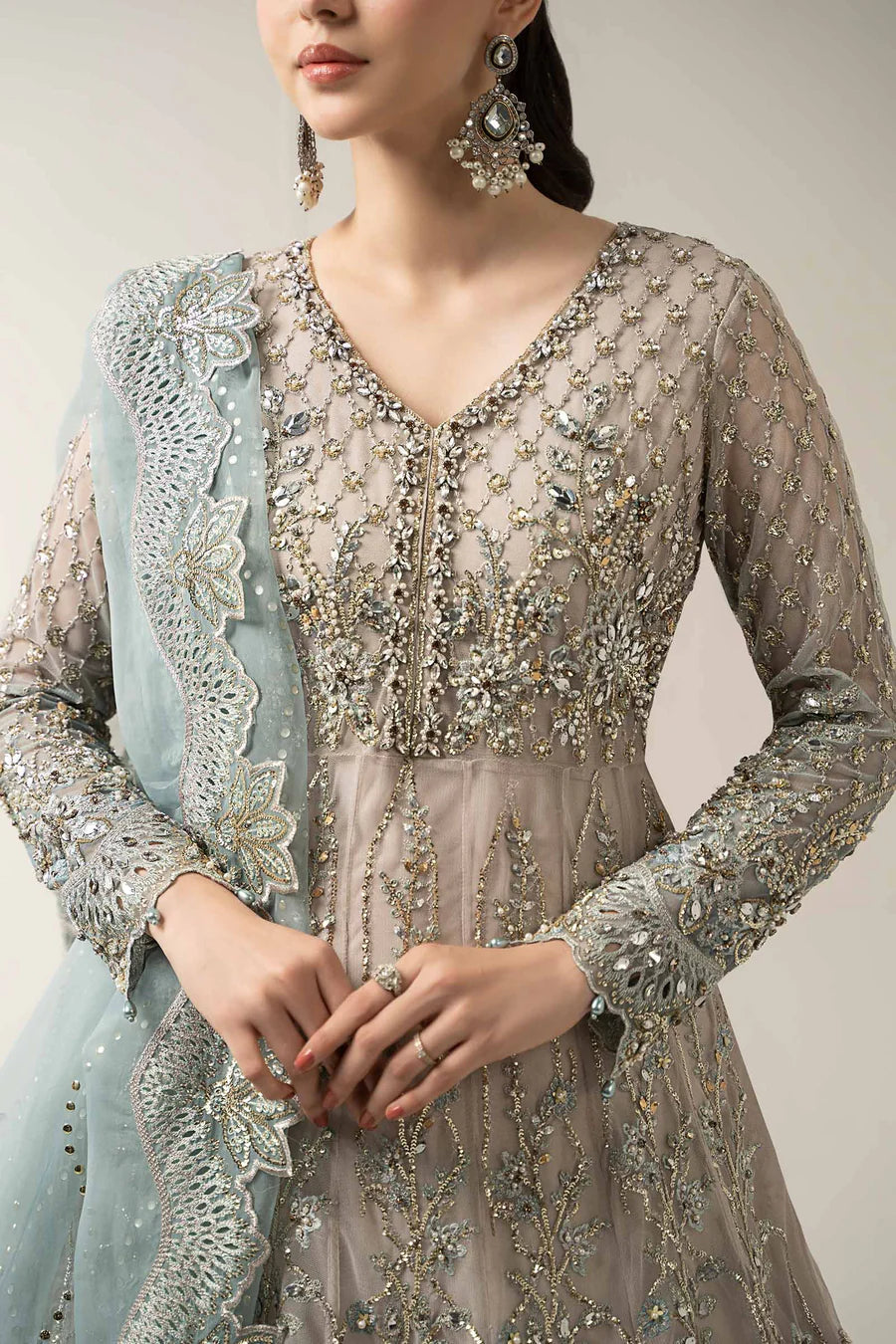 Noor-e-Zar Embroidered Net 3-Piece Suit