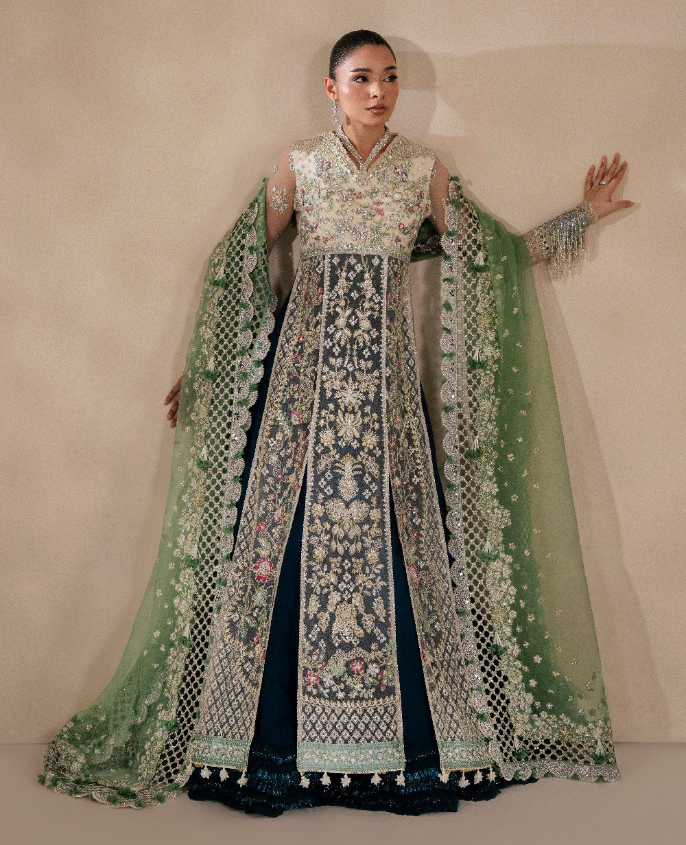 Aabroo Embroidered Organza Wedding 3-Piece Suit
