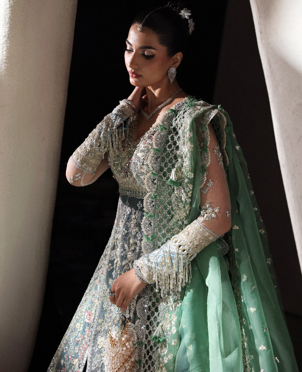 Aabroo Embroidered Organza Wedding 3-Piece Suit