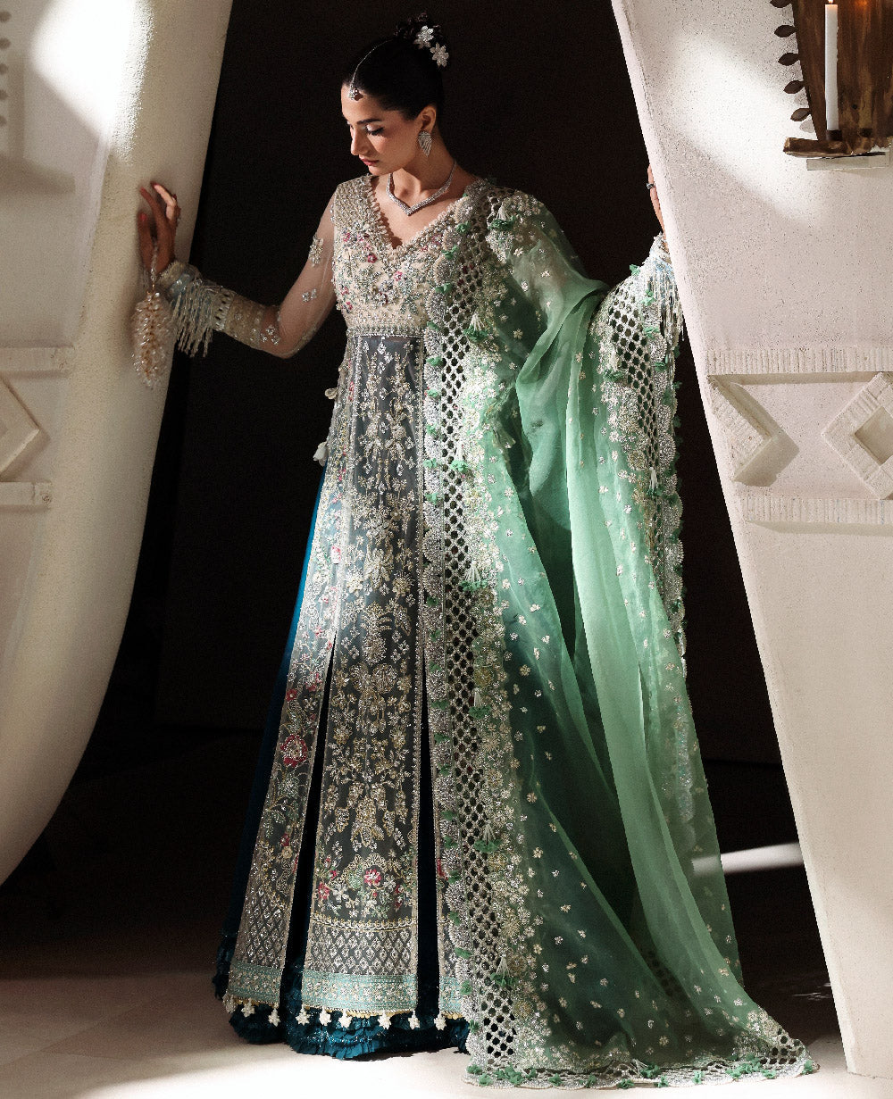 Aabroo Embroidered Organza Wedding 3-Piece Suit