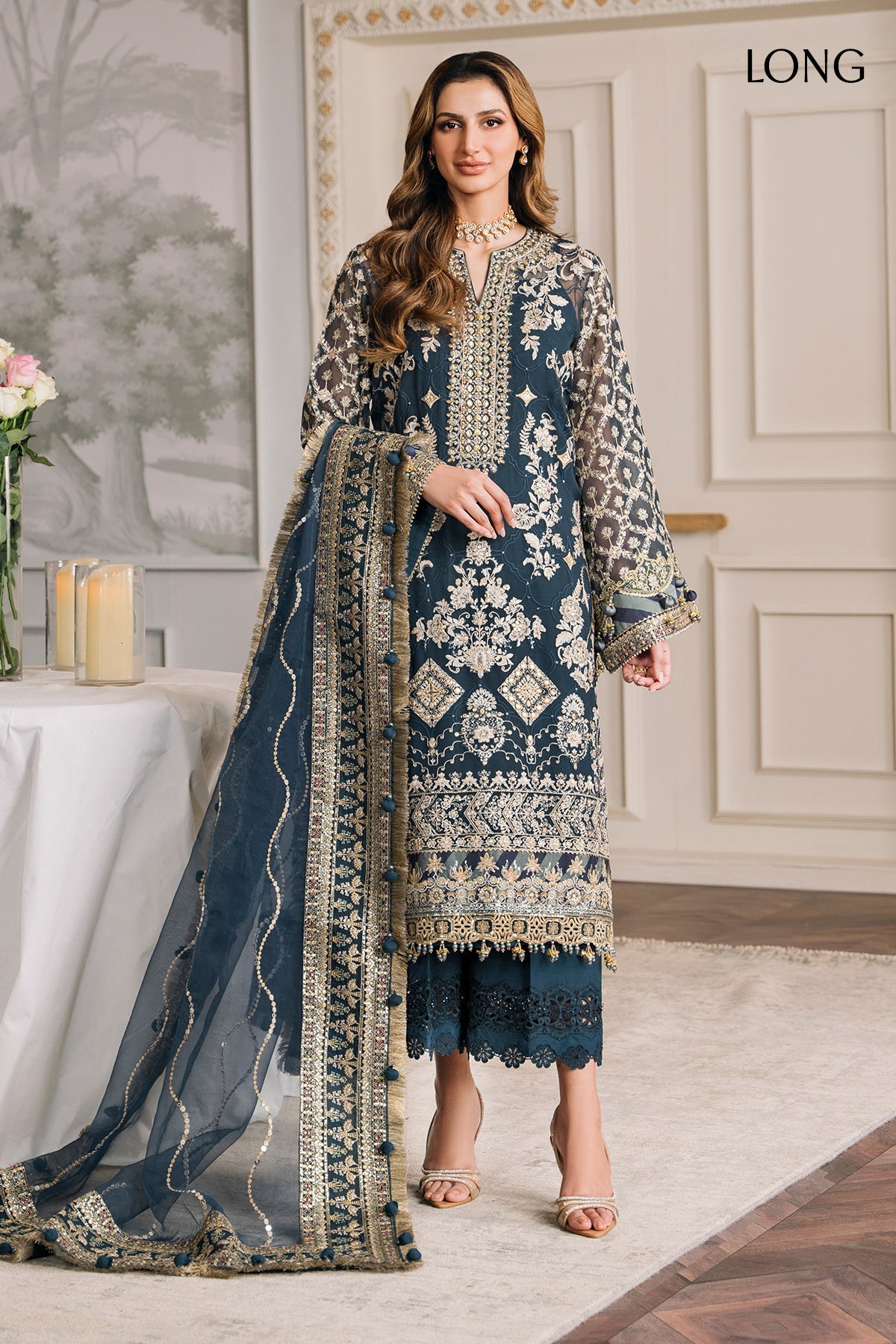 Zehra Noor Embroidered Chiffon Wedding 3-Piece Suit