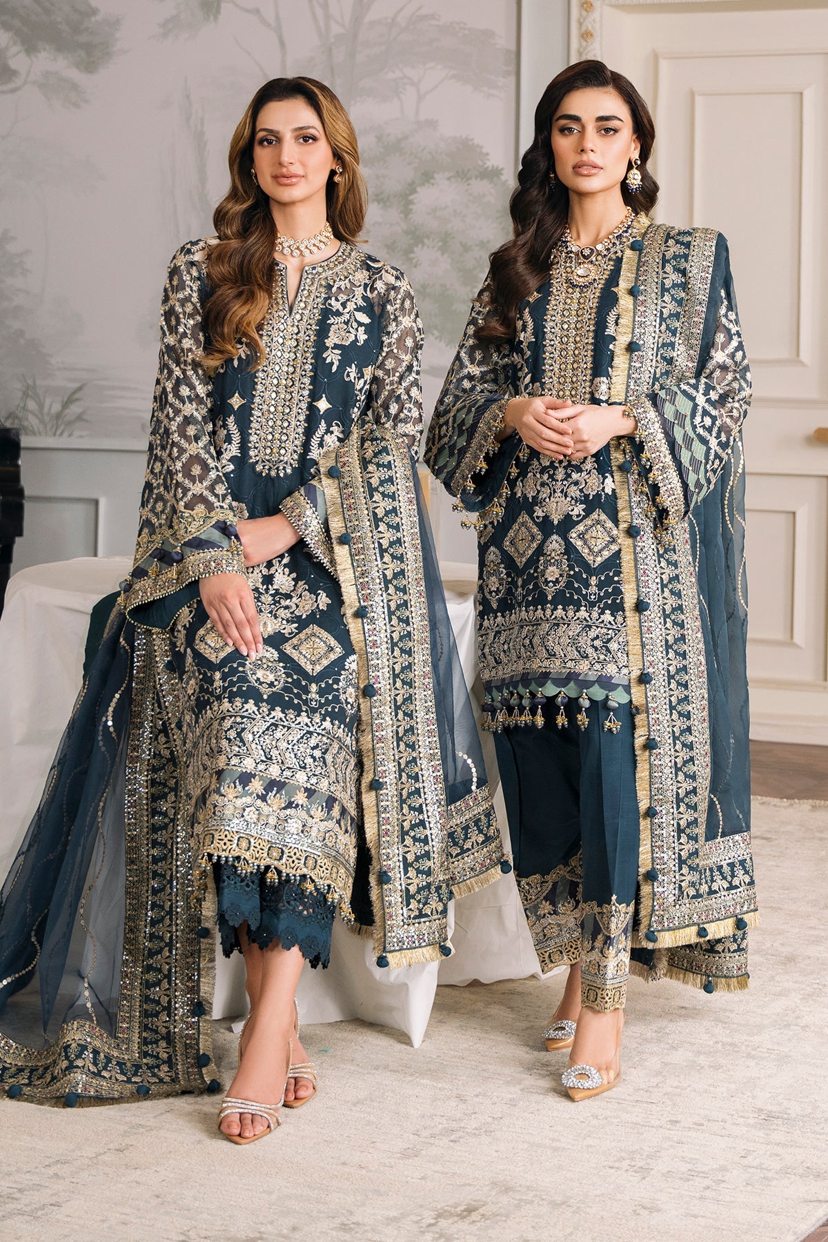 Zehra Noor Embroidered Chiffon Wedding 3-Piece Suit