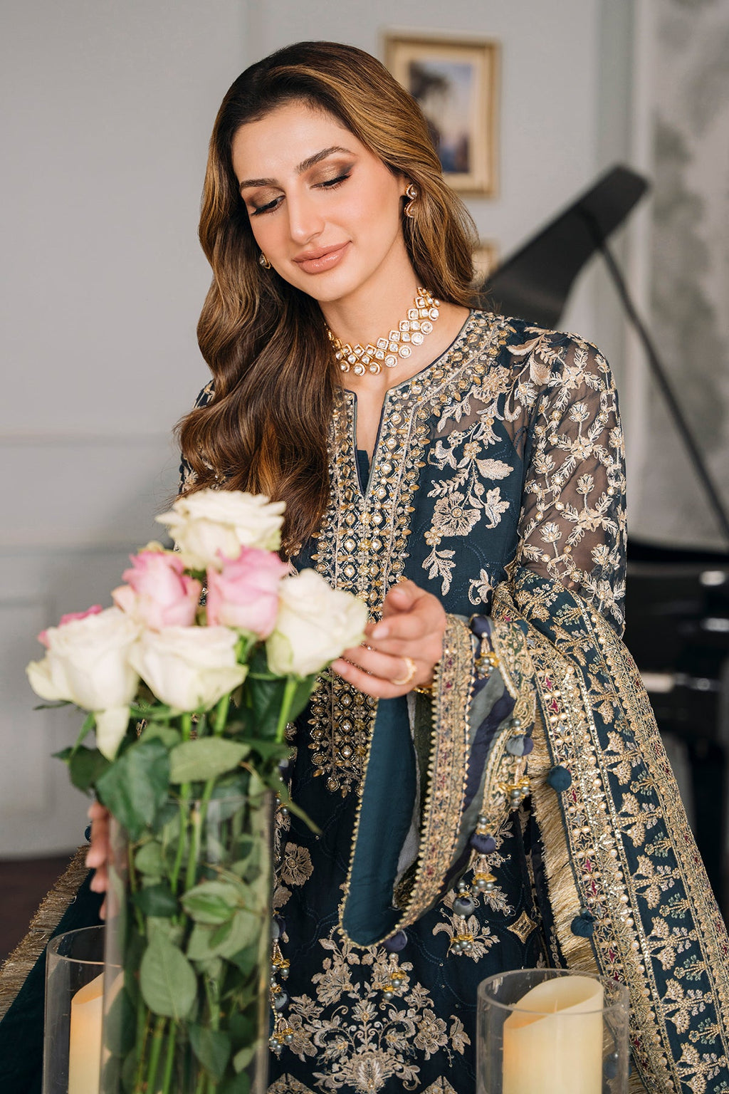 Zehra Noor Embroidered Chiffon Wedding 3-Piece Suit