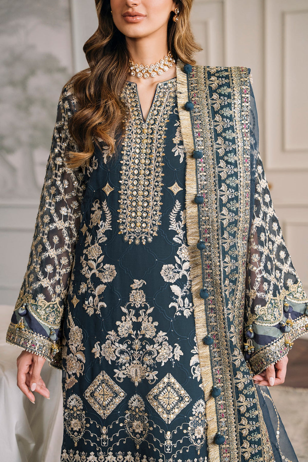 Zehra Noor Embroidered Chiffon Wedding 3-Piece Suit
