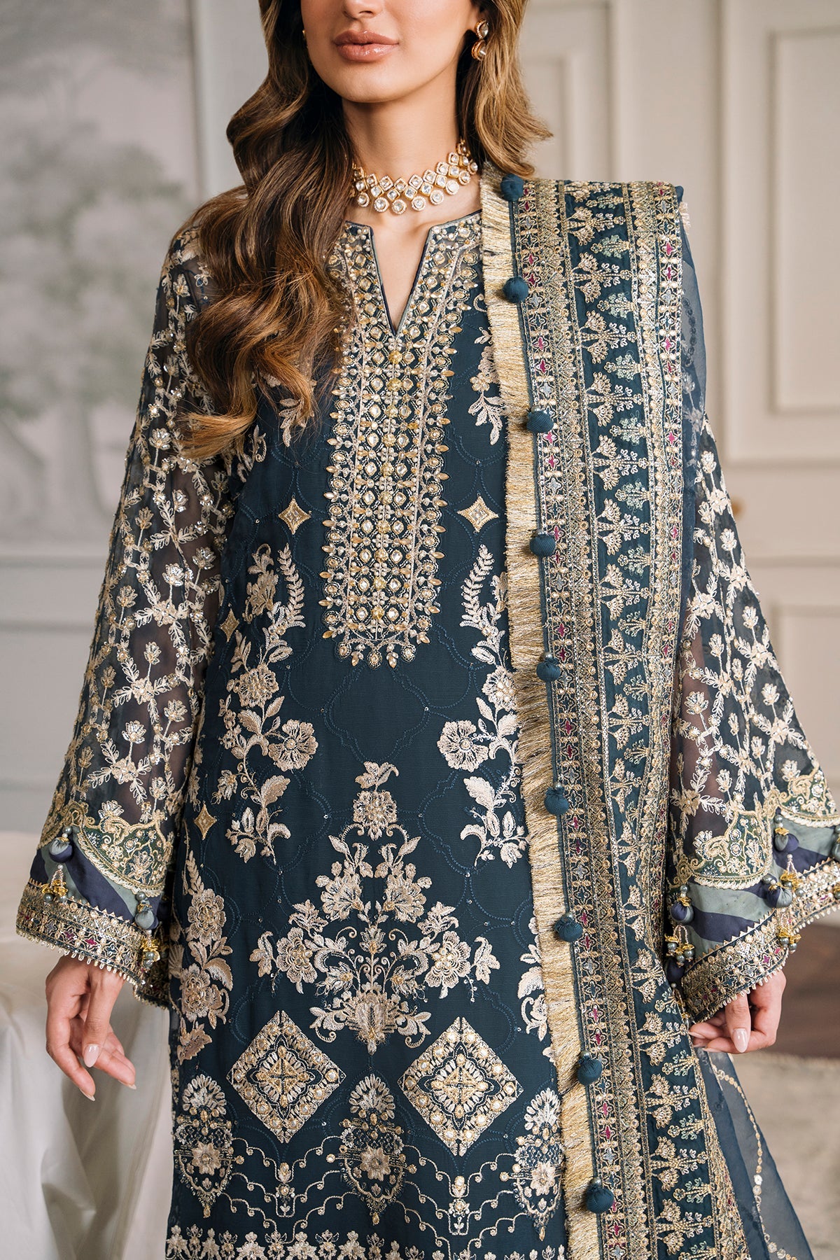 Zehra Noor Embroidered Chiffon Wedding 3-Piece Suit