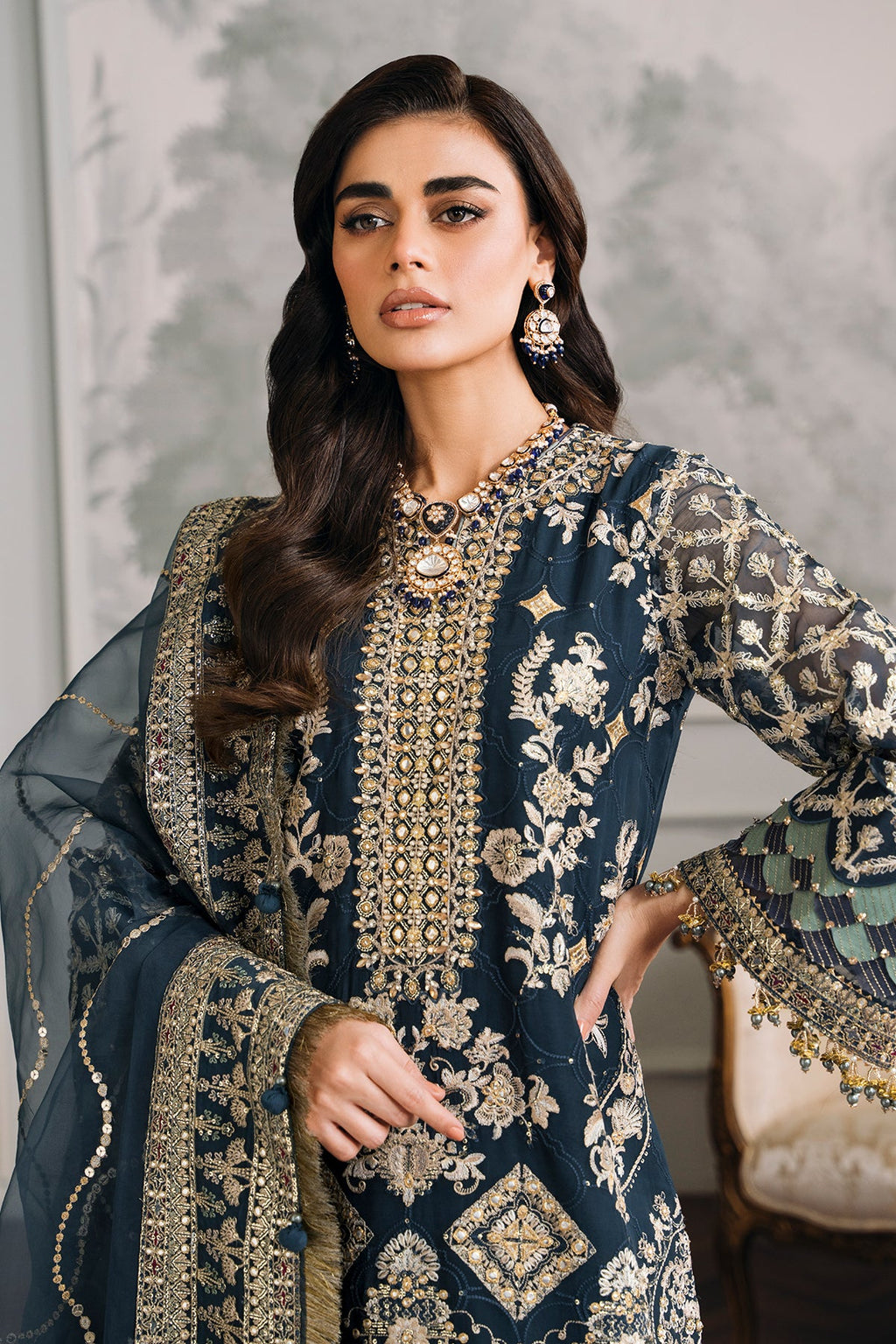 Zehra Noor Embroidered Chiffon Wedding 3-Piece Suit