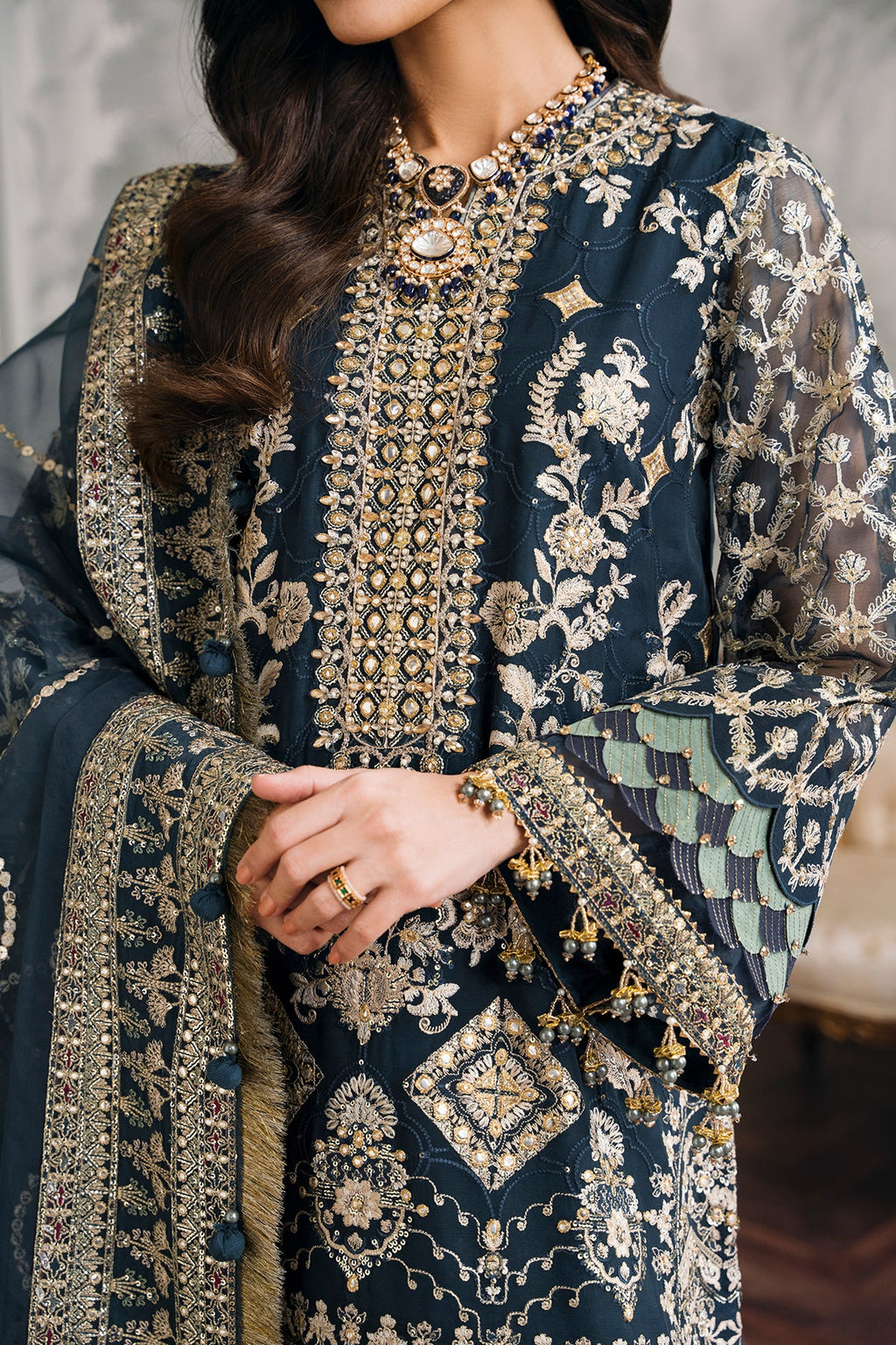 Zehra Noor Embroidered Chiffon Wedding 3-Piece Suit